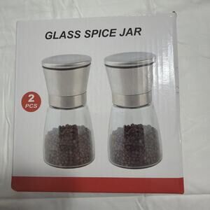 Salt & Pepper Glass and Stainless Steel Grinders